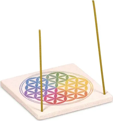 Productafbeelding van Wierookbrander Zandsteen Flower Of Life --pakket van 4 stuks - 10x10 Cm