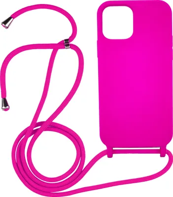 Produktbild von Handyhülle Pink mit Handykette Band für IPhone 12 Silikon Schutzhülle Case Umhängen Crossbody