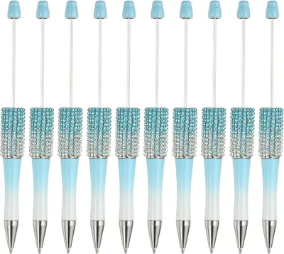 Productafbeelding van Diamond beadable pennen - Set van 10 - Gradiënt plastic zwarte inkt kraalpen - Benodigdheden