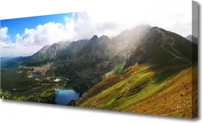 Produktbild von Tulup Leinwand-Bilder 125x50 Wandbild Canvas Kunstdruck Gebirge Wiese Landschaft
