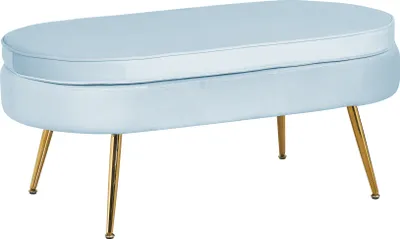 Produktbild von SalesFever Sitzpouf oval | Bezug Samt-Stoff | Gestell Metall goldfarben | B 99 x T 44 x H 40 cm | hellgrau