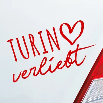 Produktbild von Auto Aufkleber Turin verliebt Herz Stadt Heimat Liebe Car 19x10 cm Rot Sticker Heckscheibenaufkleber