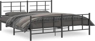 Produktbild von vidaXL Bettgestell mit Kopf- und Fußteil Metall Schwarz 183x213 cm
