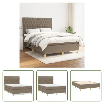 Produktbild von The Living Store Boxspringbett mit Matratze Taupe 140x190 cm Stoff