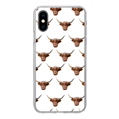 Produktbild von MuchoWow® Handyhülle Schutzhülle Hülle für iPhone X Schottischer Highlander - Kuh - Muster Silikon Softcase Handy Hülle - Handyhülle