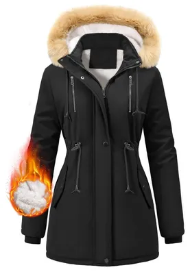 Productafbeelding van Dames Winter Parka met Kap en Fleece Voering