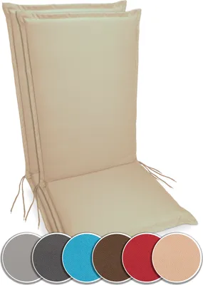 Produktbild von sunnypillow 2er Set Gartenstuhlauflagen  120 x 50  extra Dicke 9cm  Hochlehner Auflagen waschbar wasserdicht  Polsterauflagen Outdoor Stuhlauflagen Polster Sitzkissen Gartenstuhl  Beige