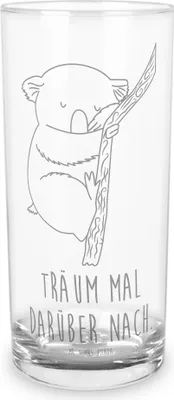 Produktbild von Mr. & Mrs. Panda Glas Koalabär 400 ml - Transparent - Geschenk, Lustige Sprüche, schlafen, Koala, Traumland, Wasserglas, Longdrinkglas, Schlafzimmer, Traum, Tumbler, Bär