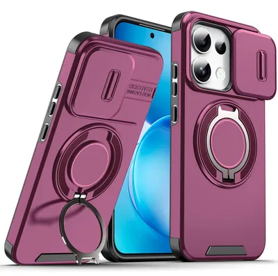 Obrázek produktu pro Dvouvrstvé pouzdro pro Realme 16 Pro, s posuvným krytem fotoaparátu a magnetickým kroužkovým stojánkem Třešňově
