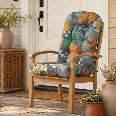 Image de Coussins pour fauteuils à dossier haut, adaptés à une utilisation intérieure et extérieure, rembourrage épais et imperméable pour chaise de jardin, avec sangles de fixation élastiques, dimensions : 110 x 50 x 10 cm