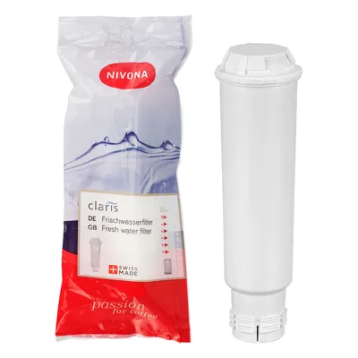 A Nivona water filter and its packaging are displayed side-by-side on a white background.