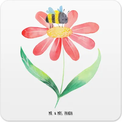 Produktbild von Mr. & Mrs. Panda Getränkeuntersetzer Hummel Blume 6er Set - Weiß - Geschenk, Untersetzer für Gläser, Glas-Untersetzer, Wespe, Tischuntersetzer, Biene, Hummeln, Natur