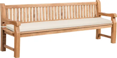 Produktbild von Gartenbank Teakbank DABEL - Holz Creme 240x61x93 cm | Holzbank 240 Cm Mit Sitzkissen Gartenbank Sitzbank Mit Lehne Wetterfest Bank Garten Terrasse