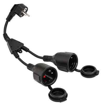Productafbeelding van Dubbele stekker voor stopcontact, IP44 spatwaterdicht, 3500 W vermogen