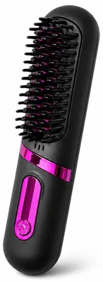 Produktbild von Elektrische Glättbürste mit Ionen-Technologie, Anti-Frizz Haarbürste mit Temperaturregelung, kabelloser Haarglätter für glatte Haare