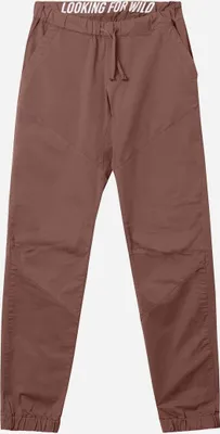 Braune Kletterhose "Roy" von Looking for Wild mit elastischem Bund und Taschen.