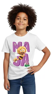 Produktbild von Spreadshirt Die Biene Maja 3 Maja Fliegt Kinder T-Shirt, 110/116 (5-6 Jahre), Weiß