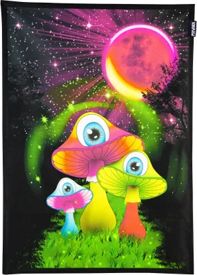 Produktbild von PSYWORK Schwarzlicht Stoffposter Neon "Redmoon Mushrooms", 0,5x0,7m