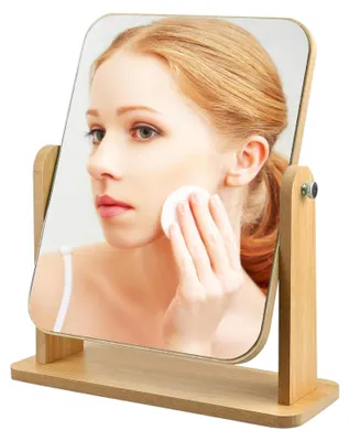 Imagen del producto de Espejo de maquillaje giratorio de 360° con marco de madera