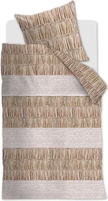 Produktbild von Rivièra Maison Renforcé Bettwäsche Raffiana Natural 155X220 155 x 220 cm + 1x 80 x 80 cm 1 Bettbezug, 1 Kissenbezug Natur
