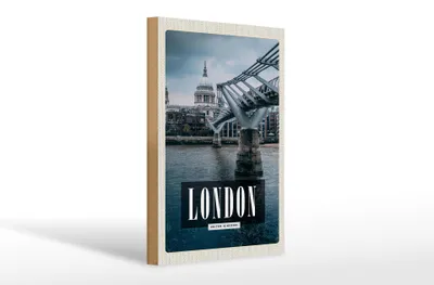 Produktbild von Holzschild Reise 20x30cm London UK Jahrtausendbrücke Aussicht