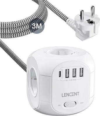 Obrázok produktu pre Viacnásobná rozbočovačka USB typu C s vypínačom a 3 m káblom
