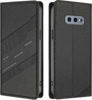 Image de Étui pour Samsung Galaxy S10E, étui portefeuille en cuirPolyuréthaneavec fente pour carte et fonction stand Schwarz