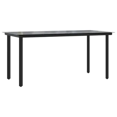 Image de vidaXL Table de jardin noire 160x80x74 cm Acier et verre trempé - Tables de jardin