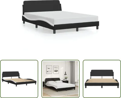 Produktbild von The Living Store Bettgestell mit Kopfteil Schwarz und Weiß 140x200 cm Kunstleder