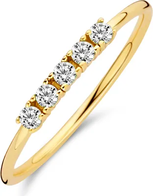 Produktbild von New Bling 9NB-0742-52 Silberring - Damen - 5 Zirkoniasteine - 2 mm Durchmesser - Größe 52 - Silber - vergoldet (vergoldet/Gold auf Silber)