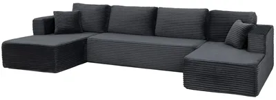 Produktbild von HOMCOM Modulares U-Form Sofa mit Schlaffunktion, 2 Chaiselongues, Seitentasche