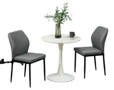 Imagen del producto de Silla de comedor, tapizada en terciopelo sintético, estructura de acero, color gris oscuro