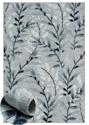 Obrázek produktu pro Venkovní koberec MY-RUG "Laurel II" 150x80 cm, šedý, s květinovým vzorem, pro venkovní použití