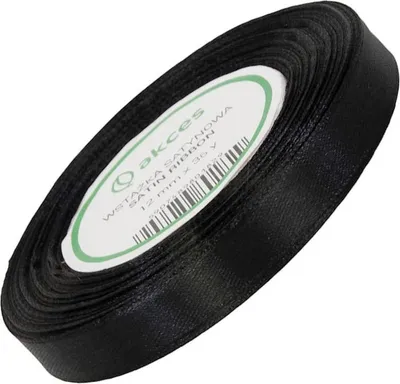 Zdjęcie produktu dla Wstążka satynowa czarna 12mm - 32mb