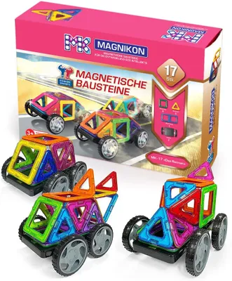 Zdjęcie produktu dla Magnetyczne klocki konstrukcyjne MK-17 "Wyścig" z kołami, 17 elementów