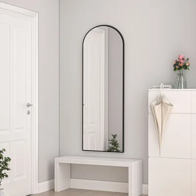 Produktbild von AICA Bogen Standspiegel 163x54cm Hängespiegel 2 in 1 Ganzkörperspiegel mit Schwarz Rahmen Ankleidespiegel Wandspiegel Garderobenspiegel