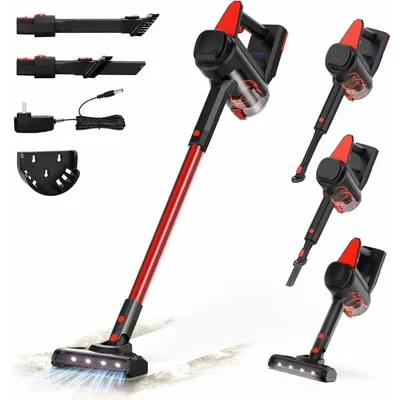 Obrázok produktu pre Akumulátorový vysávač Hihhy, 220W akumulátorový vysávač so silným sacím výkonom 24000Pa, s odnímateľnou batériou 2200 mAh*6, doba prevádzky až 45 min, akumulátorový vysávač 6 v 1 na tvrdé podlahy, dlaždice, chlpy domácich zvierat