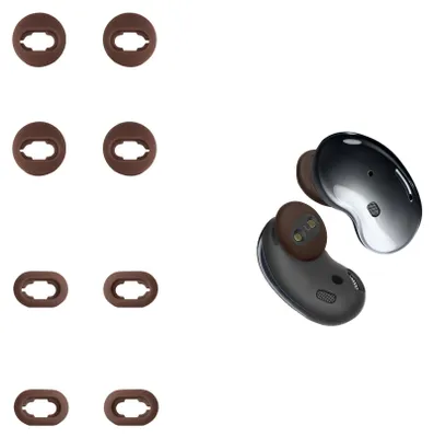 Produktbild von kwmobile 8x Ear Buds kompatibel mit Samsung Galaxy Buds Live - Size S und L - Silikon Ohrbügel Ohrstöpsel Zubehör - Bügel für In-Ear Kopfhörer - Braun