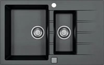 Zdjęcie produktu dla Zlewozmywak Alveus Cadit 70 czarny, materiał kompozytowy, odwracalny, w zestawie syfon pop-up, 790x500x200mm