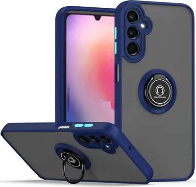 Produktbild von Galaxy A24 4G Hülle, Ring Halter Ständer Matte Transluzent TPU Rahmen Stoßfest Schutzhülle für Samsung Galaxy A24 4G Blau