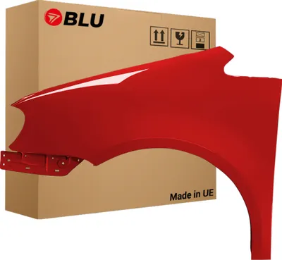 Zdjęcie produktu dla BLU Błotnik pasujący do Volkswagen Touran 1T1 LY3D Lewy Czerwony TornadoRot | 2003-2006 | Przedni Przód | Lakierowany | Gotowy do montażu | Stal