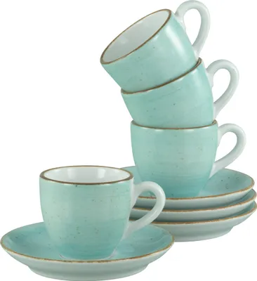 Produktbild von CreaTable, 34040, Vintage Nature Aqua, Espresso Set 8-tlg, Porzellan