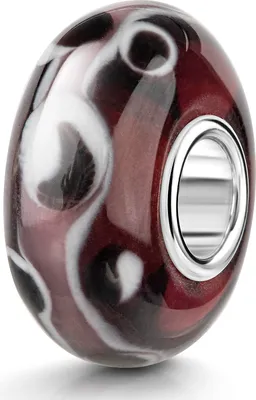 Produktbild von MATERIA by Matthias Wagner Glas Bead lila weiß Element für Armband mit Silber Hülse 536