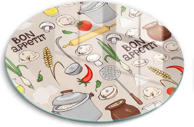 Produktbild von Glasschneideplatte - Herdabdeckplatte - fi40 cm -Schneidebrett - Spritzschutz - Küchenillustration