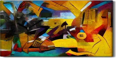 Produktbild von Wandbild Leinwand Bilder mit Uhr Geräuschlos 60x30 Malerei Abstrakte Kunst Bunt - schwarze Hände