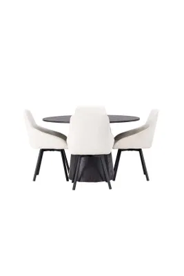 Produktbild von Lanzo Essgruppe Tisch mocca und 4 Rosie Stühle beige.