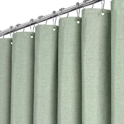 Productafbeelding van Waterafstotende douchegordijn met linnenlook, 120 x 200 cm, met 8 haken