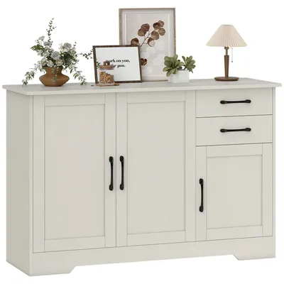 Immagine prodotto di HOMCOM Mobile Cucina con 2 Cassetti e 3 Armadietti, Ripiani Regolabili, 120x38x79 cm, Crema