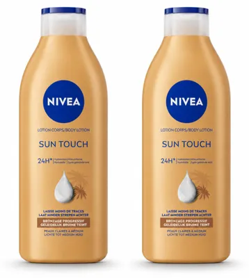 Productafbeelding van 2 x NIVEA Sun Touch bruiningslotion voor het lichaam – 400 ml - Voordelingsverpakking - 2 stuks