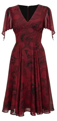 Produktbild von Hell Bunny Mittellanges Kleid Damen VENOM DRESS - NEW COLOUR dunkelrot S